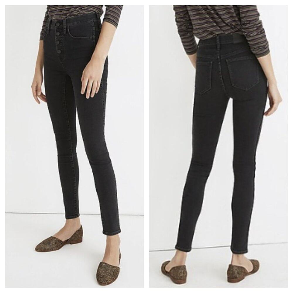 Madewell 10" High Rise Skinny Jeans Black Wash Size 28